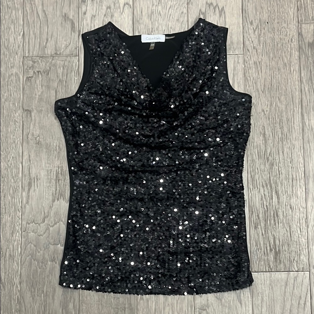 Calvin Klein Sequin Cowl Neck Top